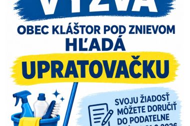 HĽADÁME UPRATOVAČKU